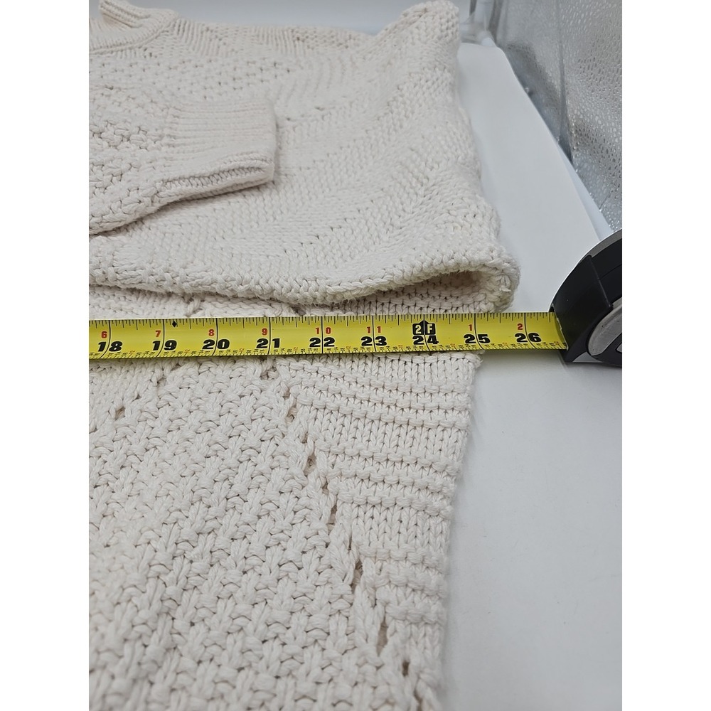 Vintage Ellis Island XL Cream Diamond Stitching Chunky Cozy Oversized Sweater - Picture 4 of 8